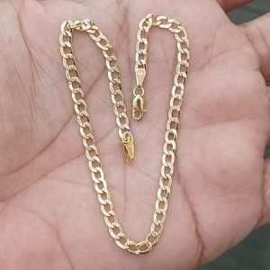 10kt real gold cuban daimond cut bracelet size 9 inches